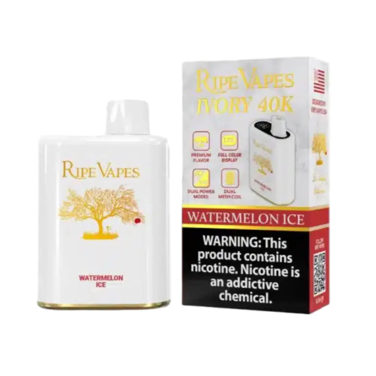 Ripe Vapes Ivory 40000 Puffs Vape 5% – 40K Rechargeable Dual Mesh | UAE