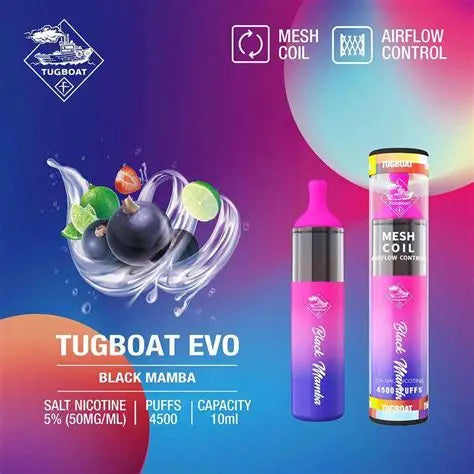 Tugboat Evo 4500 Puffs Vape 5% – 4500 Disposable with Mesh Coil | UAE