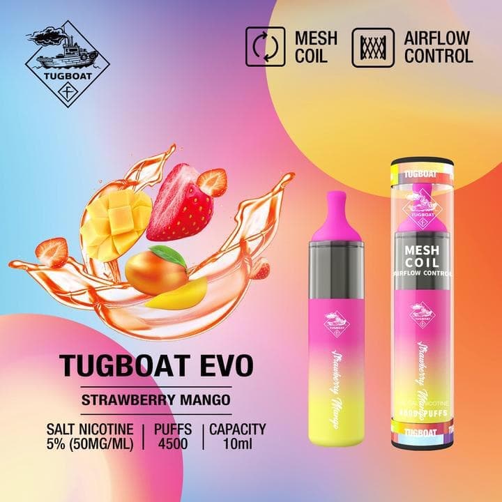 Tugboat Evo 4500 Puffs Vape 5% – 4500 Disposable with Mesh Coil | UAE